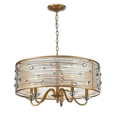 #ad Chandelier 5 Light Steel Cloth in Contemporary style 15.25 Inches high by 26 $556.95