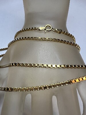 #ad Nice Sterling Silver Gold Vermeil Box Chain Necklace $39.00