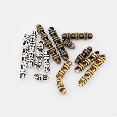 #ad Silver Gold Bronze Color Beads Connector Holes Round Slider Jewelry Bead 10pcs $12.15