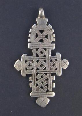 #ad Ethiopian Coptic Cross Large 85mm African Silver White Metal Large Hole Handmade $14.00