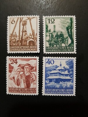 #ad GERMANY 1944 OCCUPIED POLAND GENERAL GOVERNMENT WWII NEVER ISSUED REPLICA SET $4.99