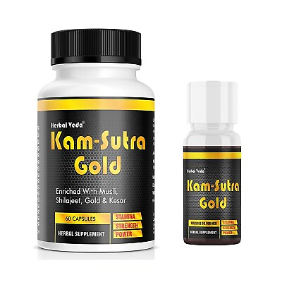 #ad Herbal Veda Kama Sutra Gold Capsules Oil Combo Capsule FOR MEN WELLNESS $46.53
