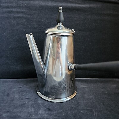 #ad Antique 9quot; Sheffield Silver Chocolate Pot Silver over Copper 1880 $180.00