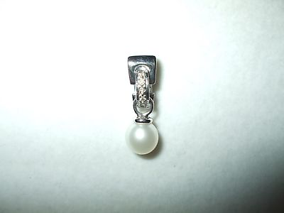 #ad Genuine Cultured Pearl amp; Diamond Pendant 14K white gold $480 $129.00