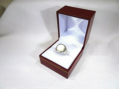 #ad Natural White Mother Of Pearl Solid Sterling Silver Bold Ring size 8 AU $79.99