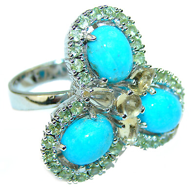 #ad Just Perfection authentic Turquoise .925 Sterling Silver Ring size 6 1 2 $124.74