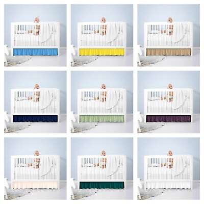 #ad 1 Solid Satin Crib Skirt Dust Ruffle Baby Girl Nursery Crib Toddler Bed Skirt $20.89