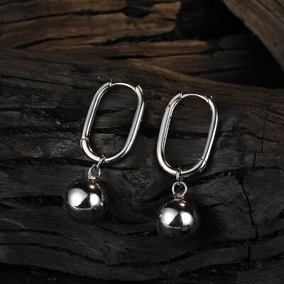 #ad Women 925 Sterling Silver U Hoop Huggie Earrings Bead Dangle Drop Earrings $2.91