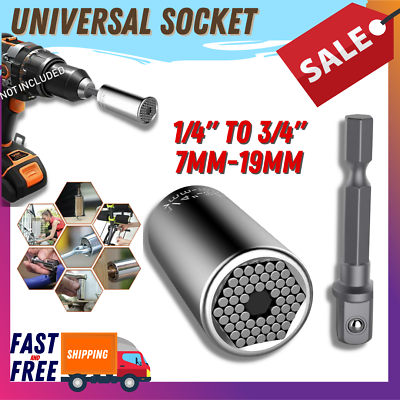 #ad Universal Socket 1 4 3 4 7mm 19mm Super Socket Multi Shape Functional Magic Grip $6.99