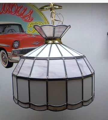 #ad Vintage 12 1 2 quot; Glass Hanging Pendant Lamp 4’ Drop Ceiling Light $35.61