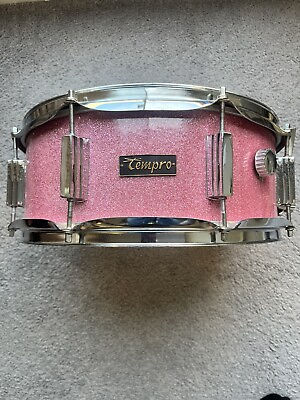 #ad Vintage Tempro Snare Drum 5.5x14 Pink Sparkle 8 Lug Exc. Cond. Fat Vintage Tone $300.00