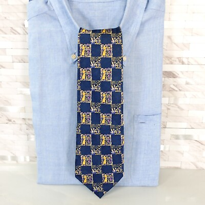 #ad Partenza Neck Tie Mens Blue Yellow Art Museum Ancient Egyptian People History $14.88