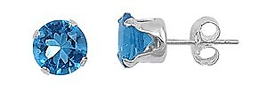 #ad Sterling Silver Blue Topaz CZ Stud Earrings Round Brilliant Cut 925 Fine Jewelry $5.99