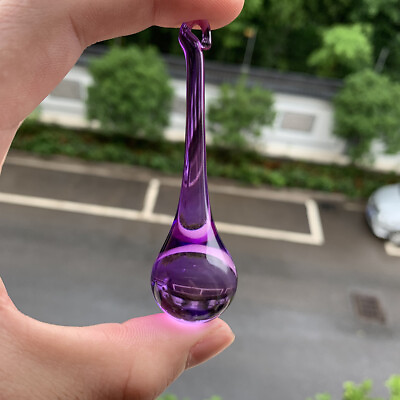 #ad 5Pc Purple RainDrop Crystal Chandelier Part Prisms Hanging Drop Lamps Repair DIY $8.88