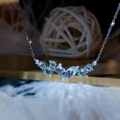 #ad Women Cubic Zircon Jewelry Charm 925 Silver Wedding Necklace Pendant C $3.36