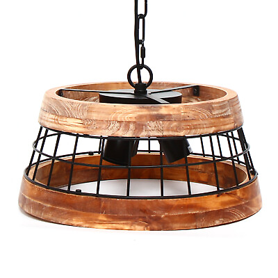 Farmhouse Metal amp; Wood Cage Light Pendant Light Country Chandelier Ceiling Light $40.85