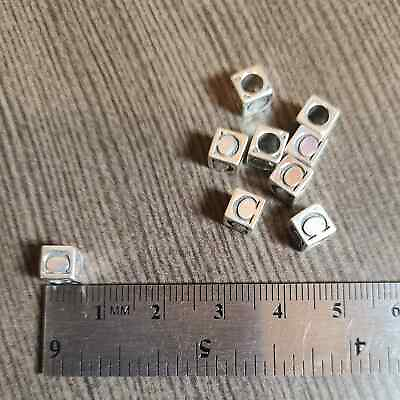 #ad Sterling Silver Square Beads for Jewelry Making Alphabet Letter C $7.00