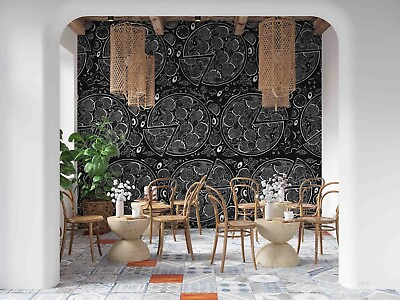 #ad 3D Pizza Round Gray Self adhesive Removeable Wallpaper Wall Mural1 773 $224.99