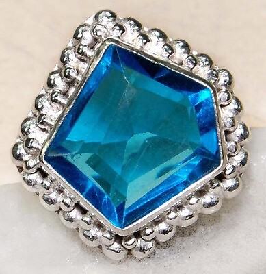 #ad 5CT Natural Flawless Blue Topaz 925 Solid Sterling Silver Ring Sz 7 NW17 3 $30.99