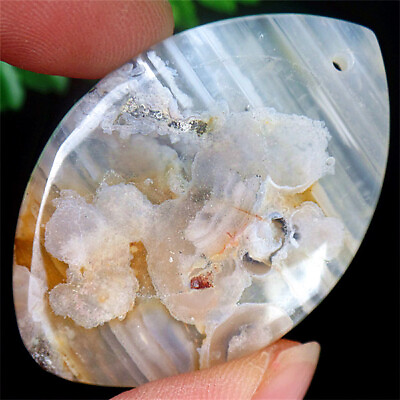 #ad 47x32x6mm Natural Cherry Blossom Agate Healing Marquise Pendant Bead ZL5121 $8.59