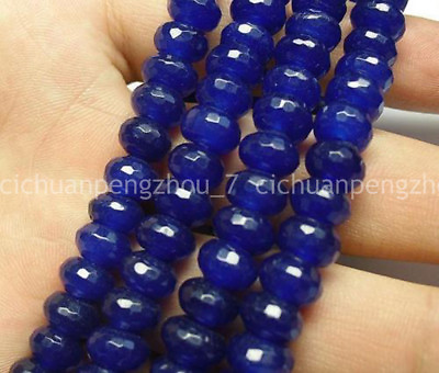 #ad Natural 5x8mm Faceted Blue Jade Gemstone Rondelle Loose Beads 15#x27;#x27; $3.59