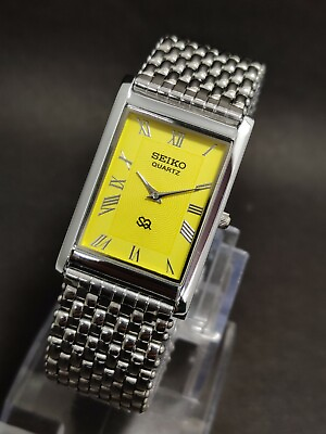 #ad Seiko Quartz Slim Wrist Watch SS Roman Dial Japan Made New Battery Refurbished $24.99