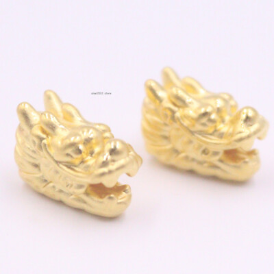 #ad 1pcs Pure 24K Yellow Gold Pendant Women 3D Lucky Dragon Head Bead 0.78 0.83g $122.55