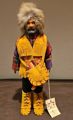 #ad Vintage Figurine Doll Folk Art Eskimo Quebec Canada Post Man 9quot; Tall $27.00