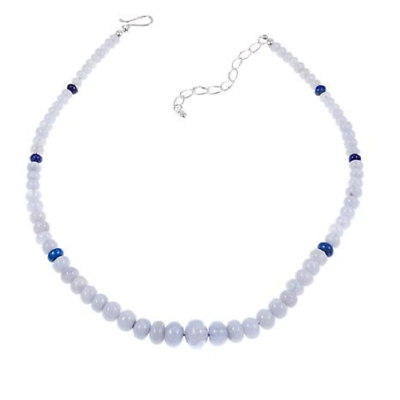 #ad HSN Jay King Sterling Silver Blue Lace Agate amp; Lapis Beaded Necklace $149.99