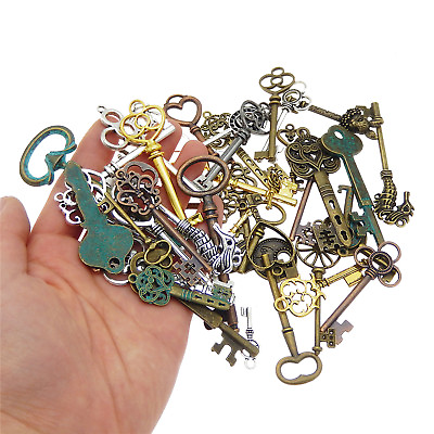 #ad 10 pack Retro Alloy Key Pendants Assorted DIY Crafting Jewelry Making Findings $6.64