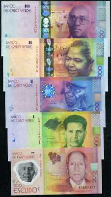 #ad Cape Verde Set 5 Pcs 200 500 1000 2000 5000 Escudos 2014 P 72 75 UNC $189.99