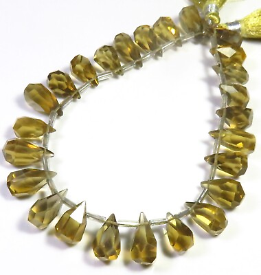#ad Honey Nugget Faceted Beads 8quot;Strand Natural Quartz Teardrop Gems Beads LC 995 $21.69