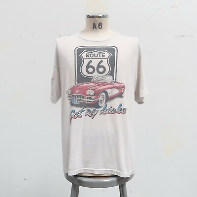 #ad Vintage Corvette Route 66 Got My Kicks Shirt Size L Hot Rod Muscle Car $19.99
