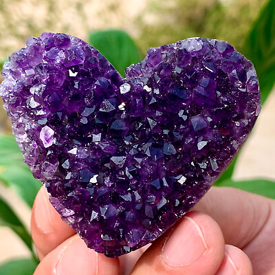 #ad 86G Natural heart shaped Amethyst gem quartz cluster crystal sample $79.00