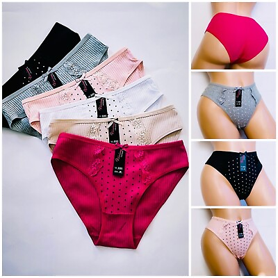 #ad 6pcs Lot Women Underwear Cotton Bikini Polka Dot Knicker panties Pack Lingerie M $15.75