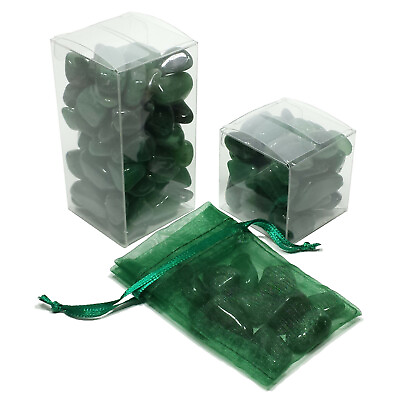 #ad Green Quartz Tumbled Polished Small Stones Gift Boxed 3 Set Size Choices $10.99