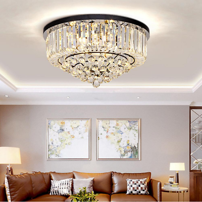 #ad Crystal Flush Mount Chandelier Light Fixture with Crystals Modern Ceiling Lights $193.59