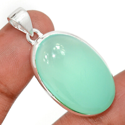 #ad Treated Aqua Chalcedony 925 Sterling Silver Pendant Jewelry CP31823 $20.99