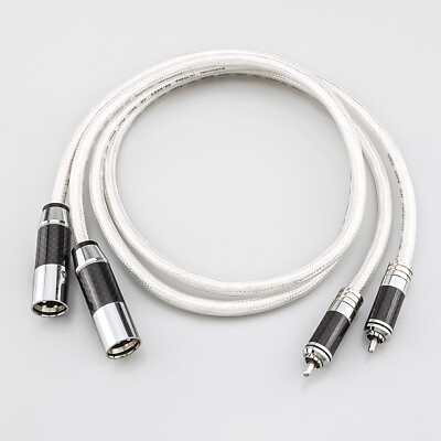 #ad Pair 99.998% Pure Solid Silver HiFi Carbon Fiber RCA To XLR male female Cable $304.00