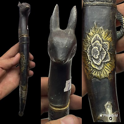 #ad Antique quality Old Himalayan Tibetan era Rabbit head on top knife with cover $280.00