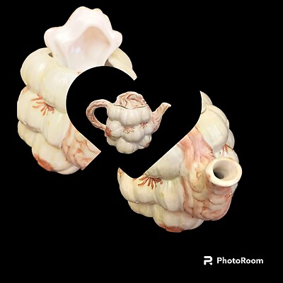 #ad Tea Pot w Lid Vintage Ceramic Garlic Bulb Face Kitsch Farmhouse Eclectic FUN $20.00