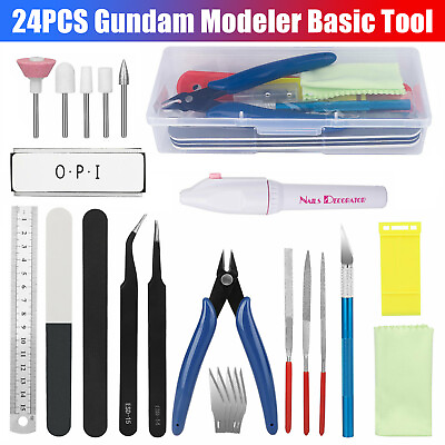 #ad 24PCS Basic Modeler Tool Set Craft Hobby Model Car Building Fix Kit For Gundam $16.48