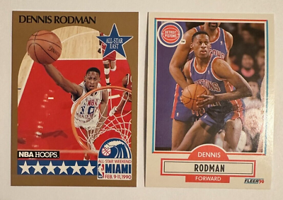 #ad 2 card DENNIS RODMAN Basketball Lot PISTONS $1.00