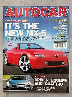 #ad Autocar Magazine 7 October 2003 Touran C3 XC90 Panda v C2 v Charade v Fab GBP 7.49