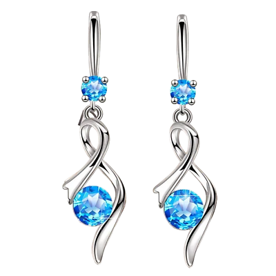 #ad Zircon 925 Sterling Silver Twist Water Drop Crystal Dangle Earrings New Blue $16.99