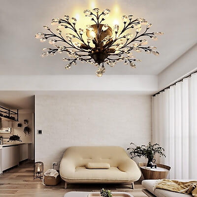 Crystal Flower Chandelier Pendant Lamp Vintage Ceiling Light Fixture Indoor USA $97.00