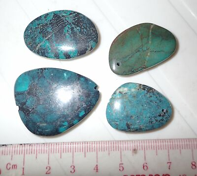 #ad Turquoise Double sided amp; Holed Free Cabochon 121 Carat 4 pieces 24.2 gram $20.00