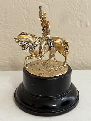 #ad Antique 1884 English Charles Edwards Sterling Silver Soldier on Horse Figurine $295.00