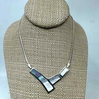 #ad JTYDS Delicate iris White Shell Necklace 18quot; Length Silver .925 $98.00