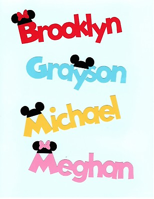 #ad Mickey Mouse Name Die Cuts 2 pcs. YOUR CHILD#x27;S NAME Any Color Minnie Mouse $1.99